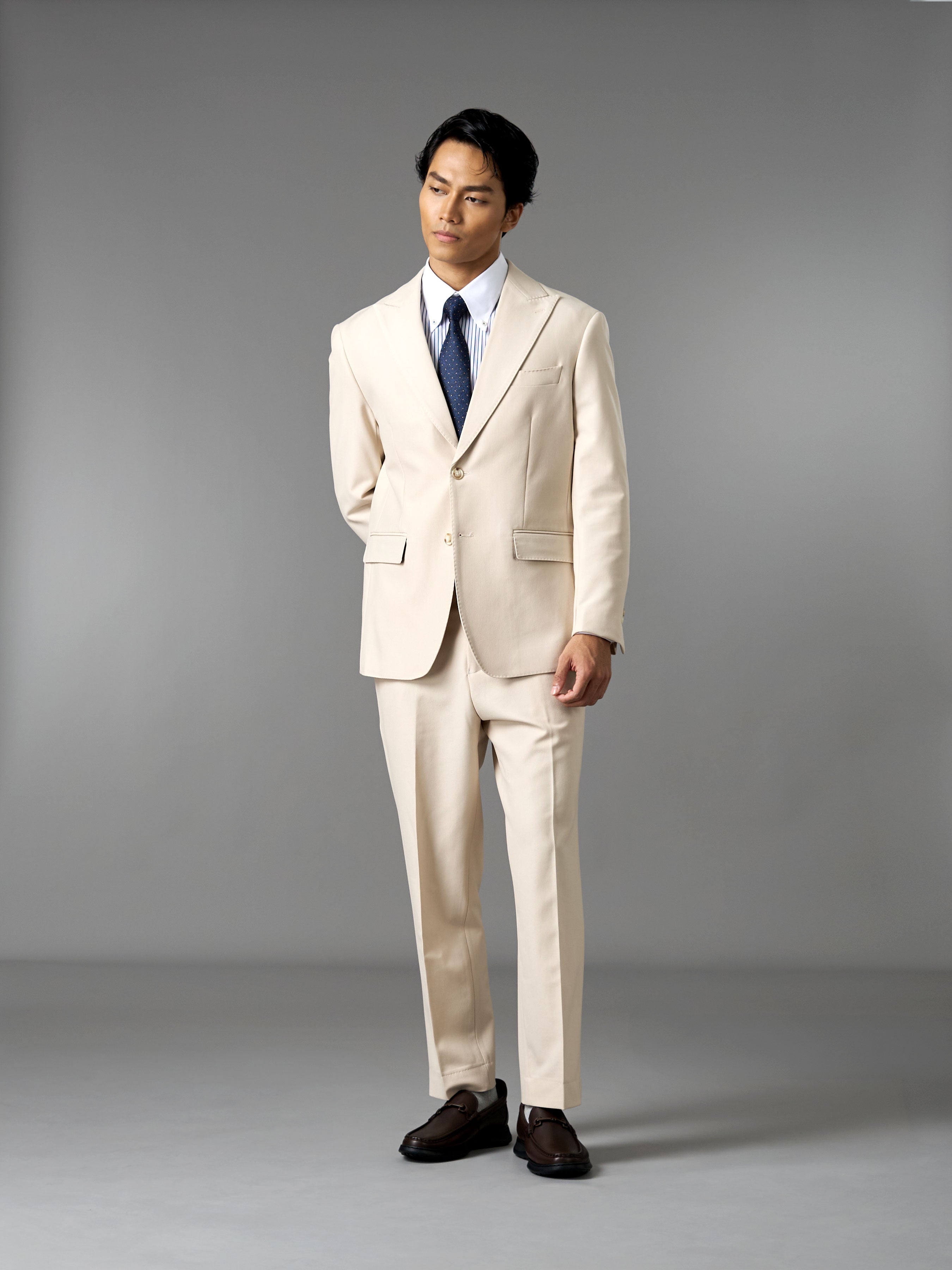 Single Breasted Suit Blazer - Ivory Beige (Regular Fit)