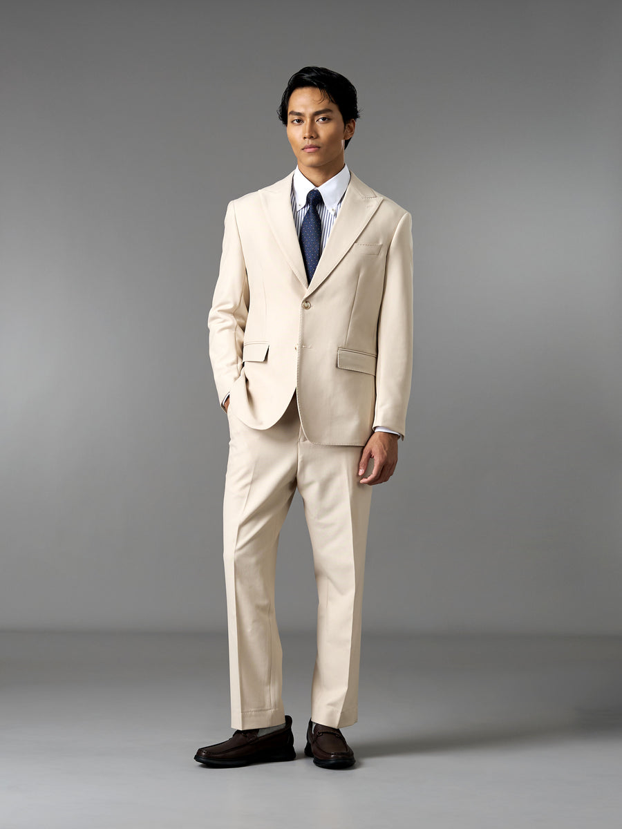 Single Breasted Suit Blazer - Ivory Beige (Regular Fit)