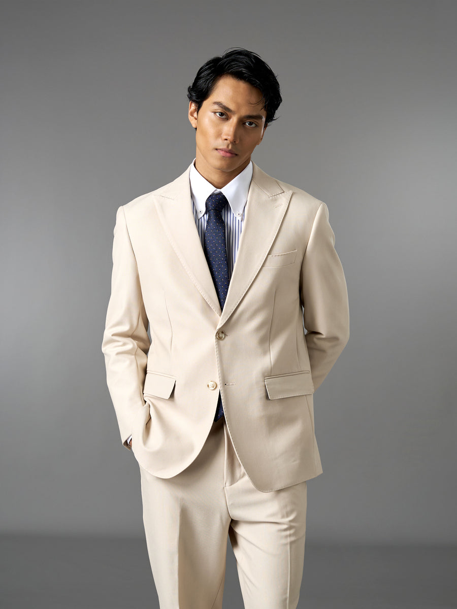 Single Breasted Suit Blazer - Ivory Beige (Regular Fit)