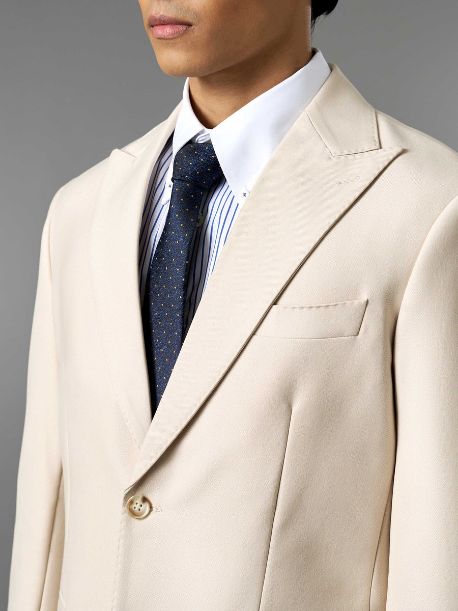 Single Breasted Suit Blazer - Ivory Beige (Regular Fit)