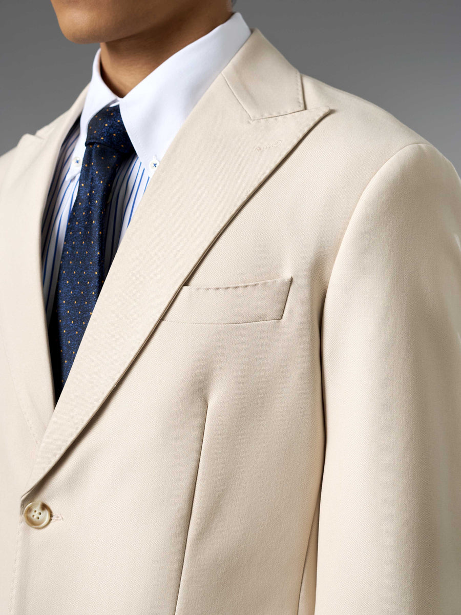 Single Breasted Suit Blazer - Ivory Beige (Regular Fit)
