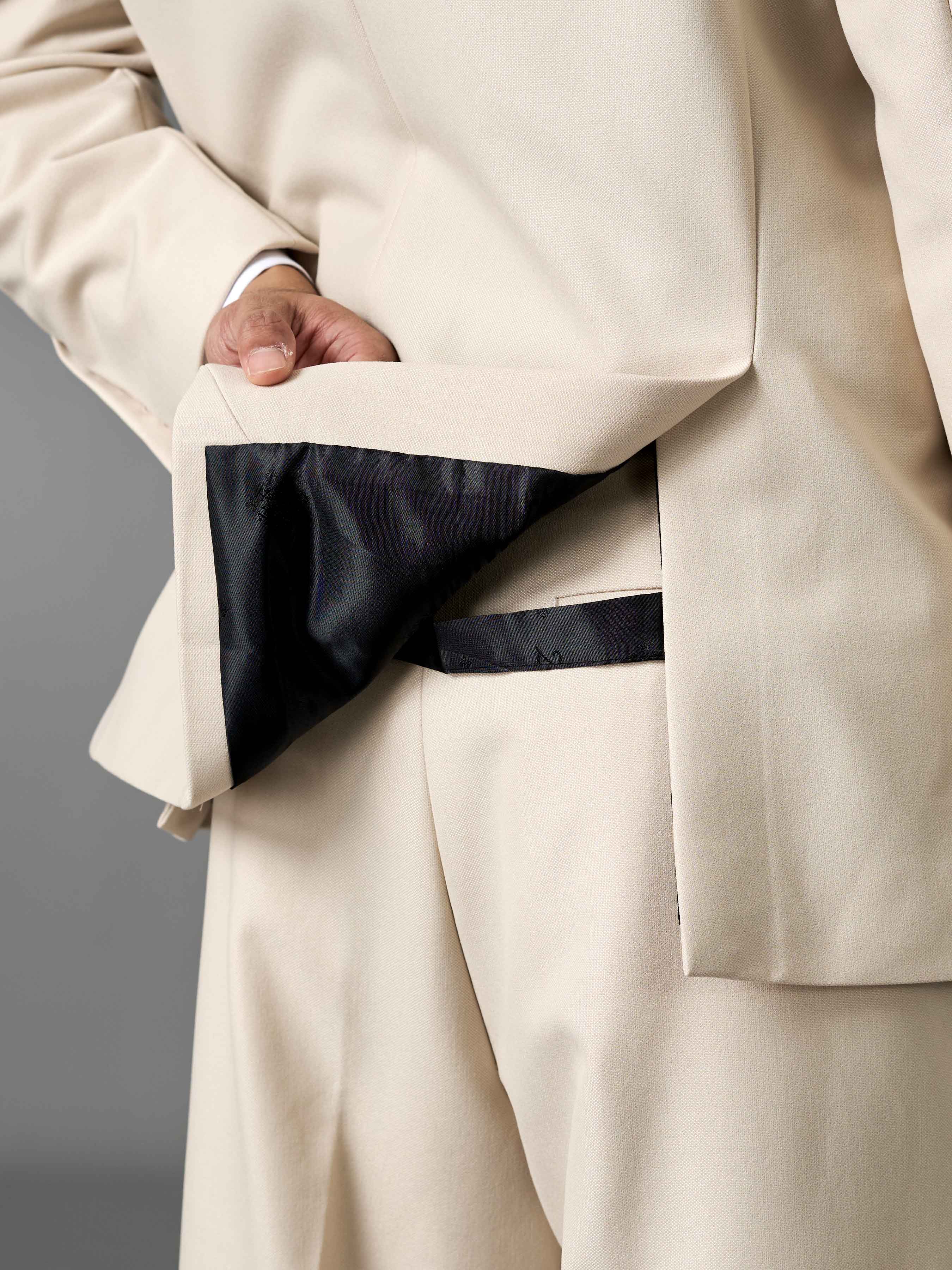 Single Breasted Suit Blazer - Ivory Beige (Regular Fit)