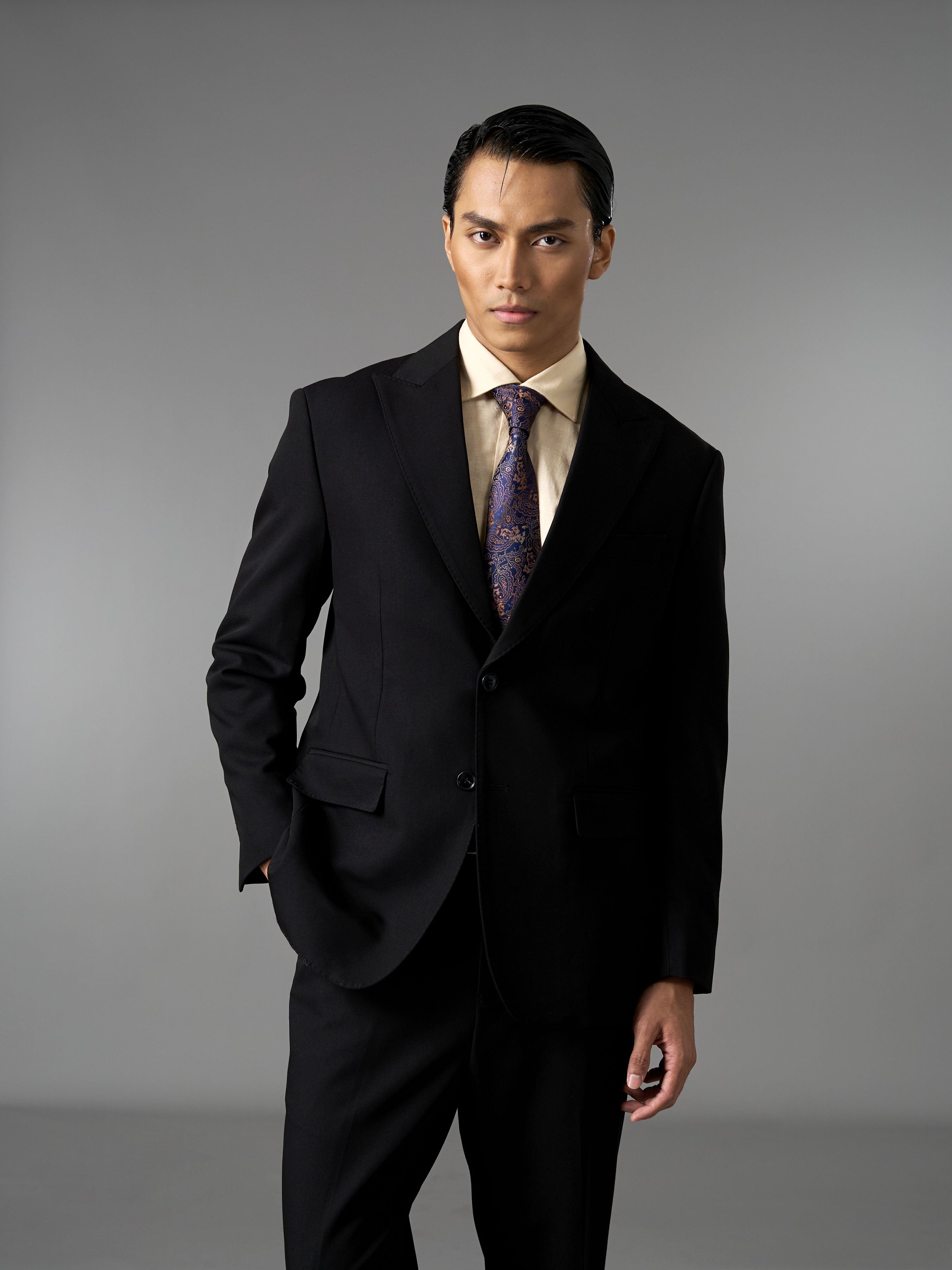 Single Breasted Suit Blazer - Midnight Black (Regular Fit)