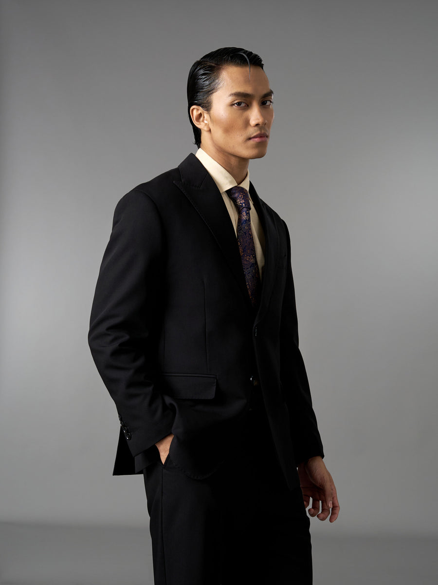 Single Breasted Suit Blazer - Midnight Black (Regular Fit)