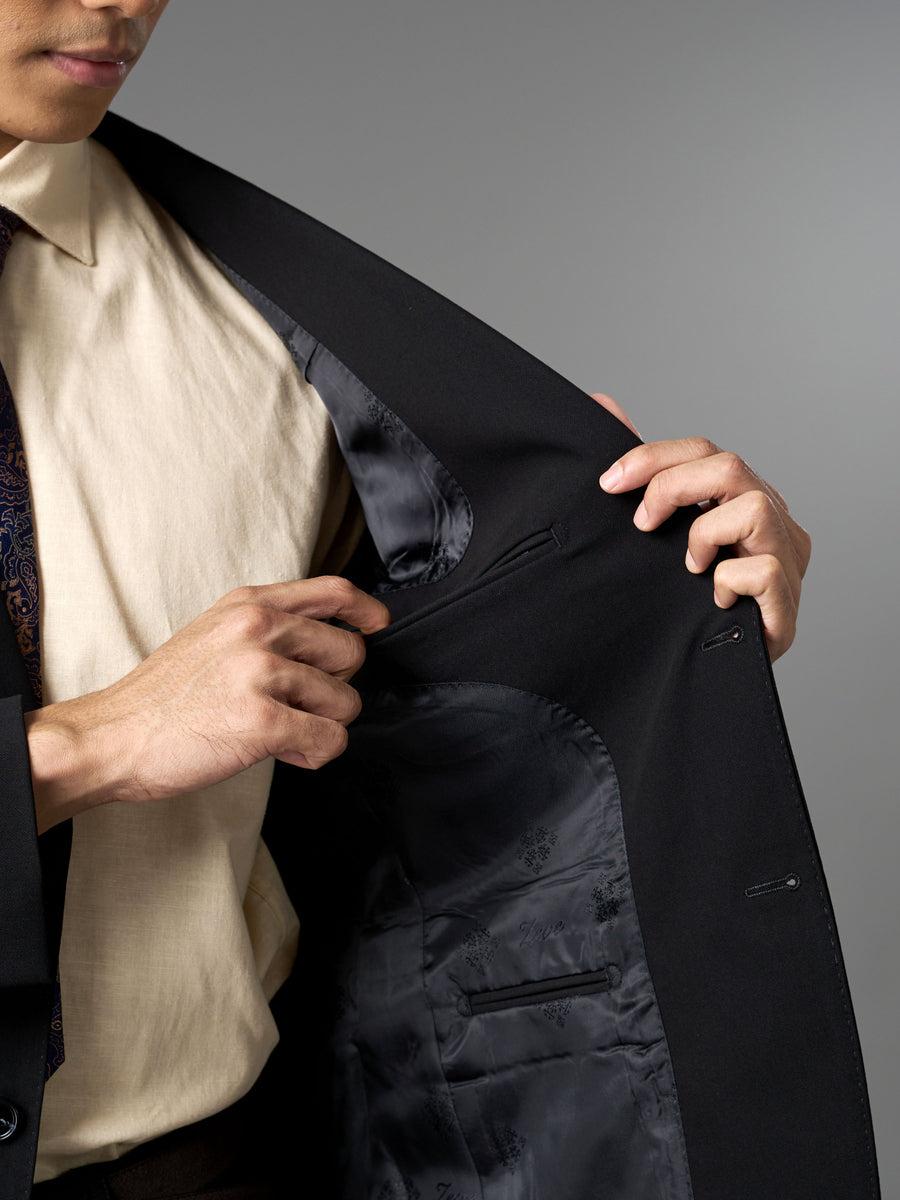 Single Breasted Suit Blazer - Midnight Black (Regular Fit)