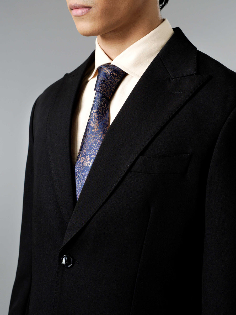Single Breasted Suit Blazer - Midnight Black (Regular Fit)