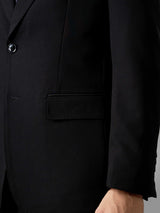 Single Breasted Suit Blazer - Midnight Black (Regular Fit)
