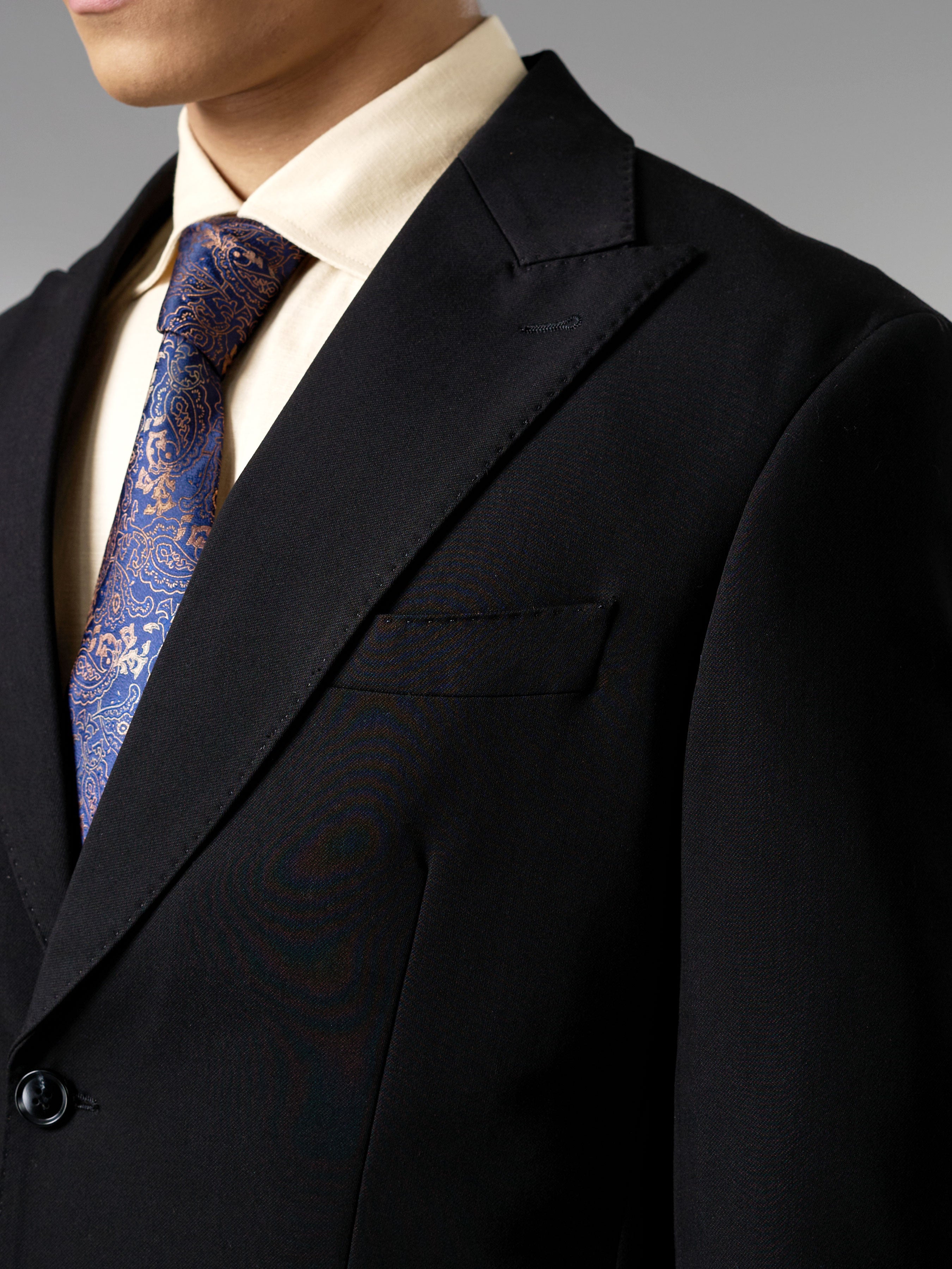Single Breasted Suit Blazer - Midnight Black (Regular Fit)