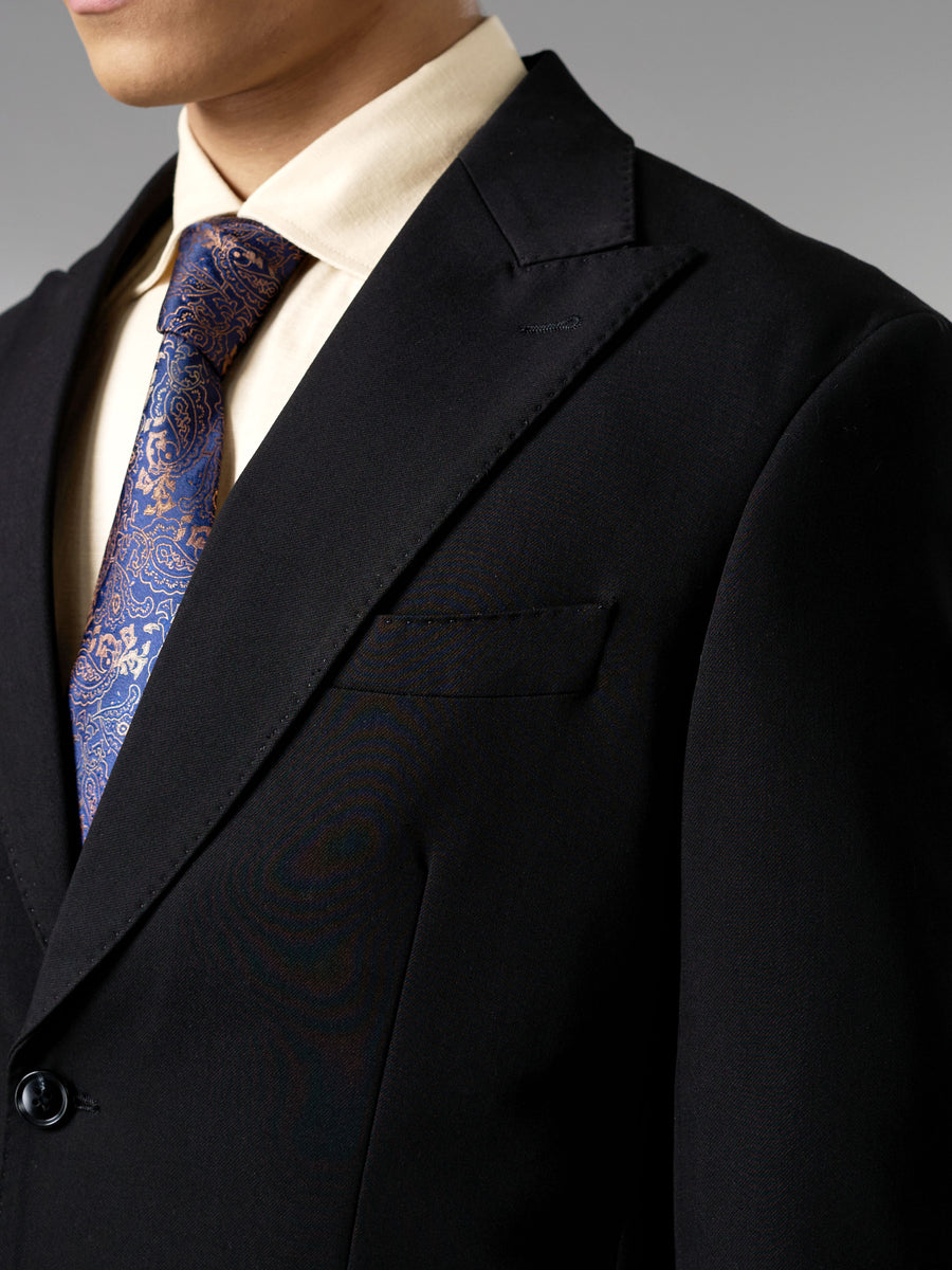 Single Breasted Suit Blazer - Midnight Black (Regular Fit)