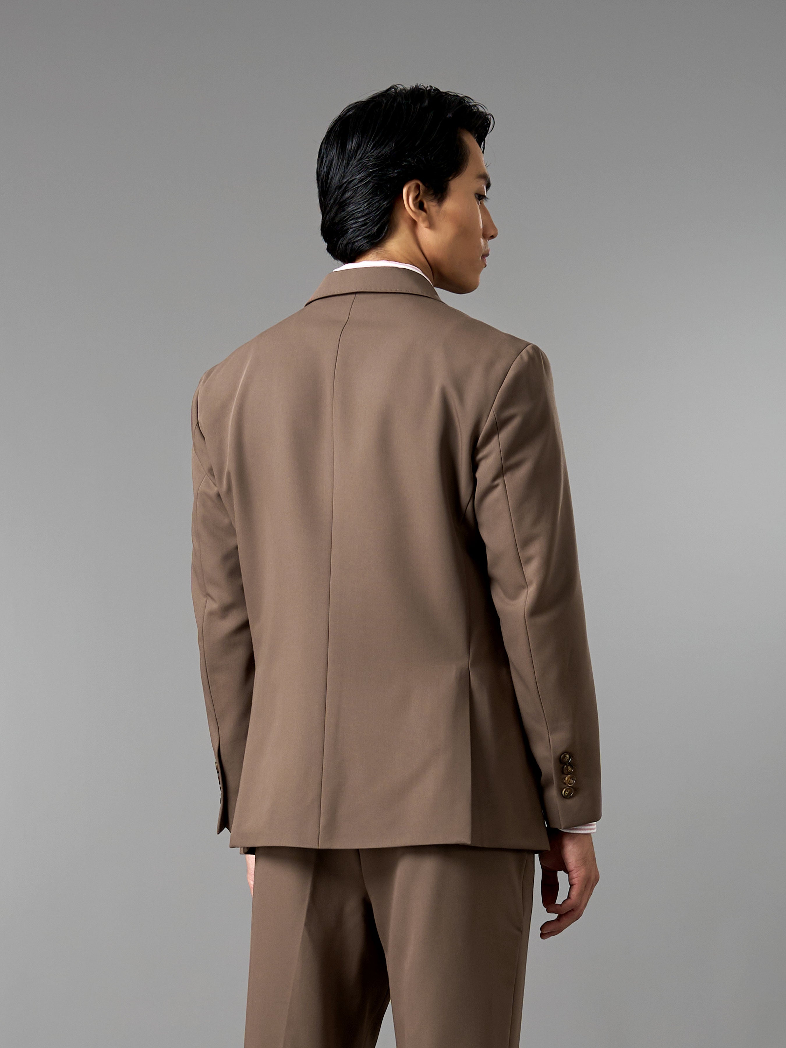 Single Breasted Suit Blazer - Mocha Brown (Regular Fit)