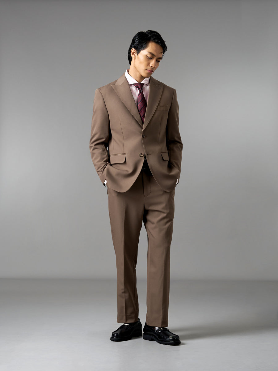 Single Breasted Suit Blazer - Mocha Brown (Regular Fit)