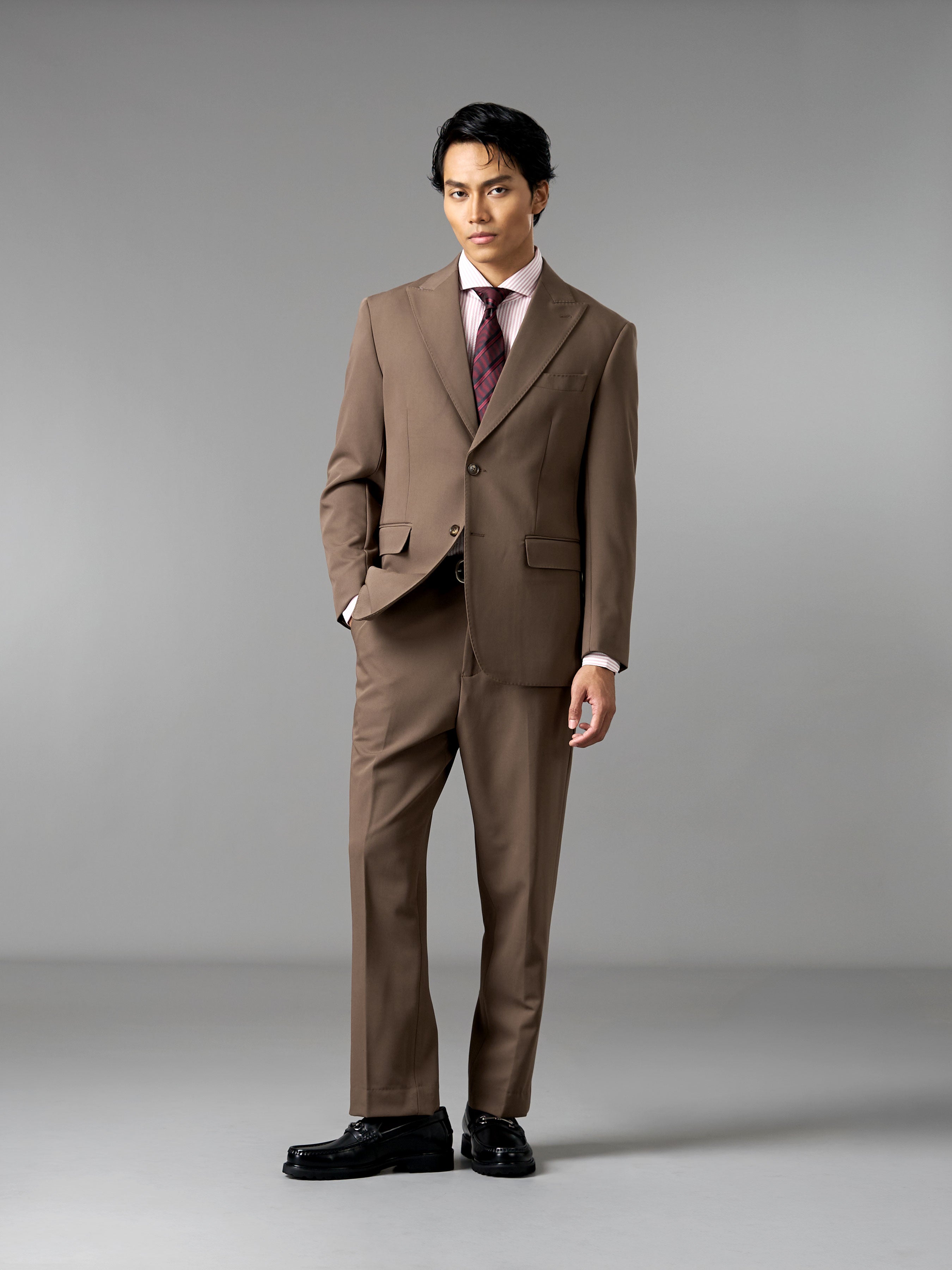 Single Breasted Suit Blazer - Mocha Brown (Regular Fit)