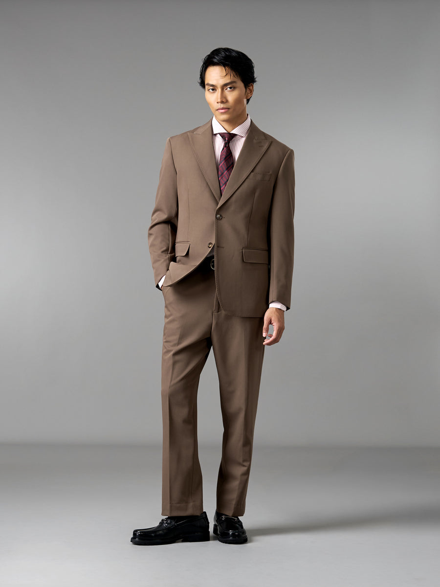 Single Breasted Suit Blazer - Mocha Brown (Regular Fit)