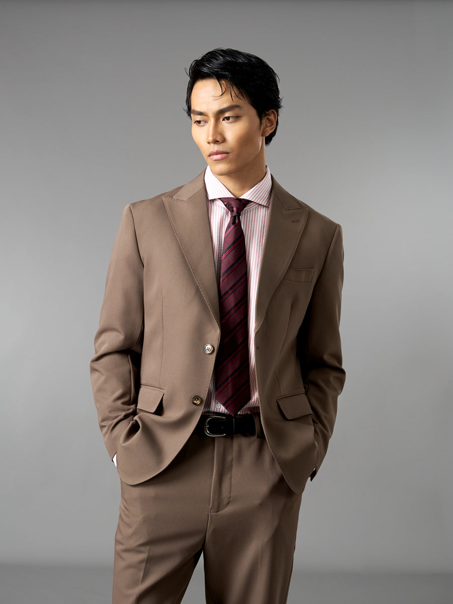 Single Breasted Suit Blazer - Mocha Brown (Regular Fit)