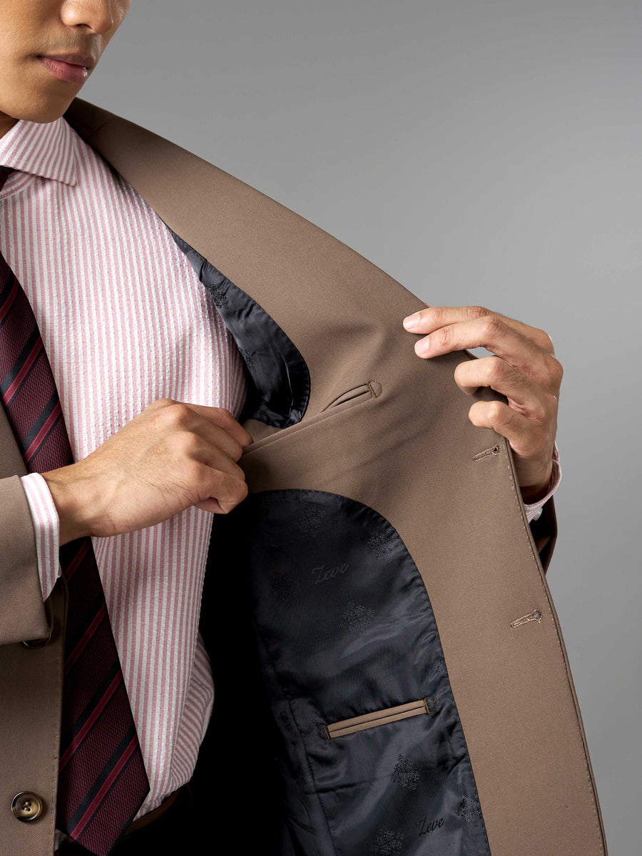 Single Breasted Suit Blazer - Mocha Brown (Regular Fit)