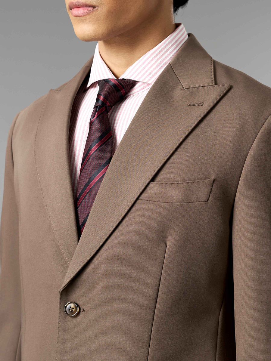 Single Breasted Suit Blazer - Mocha Brown (Regular Fit)