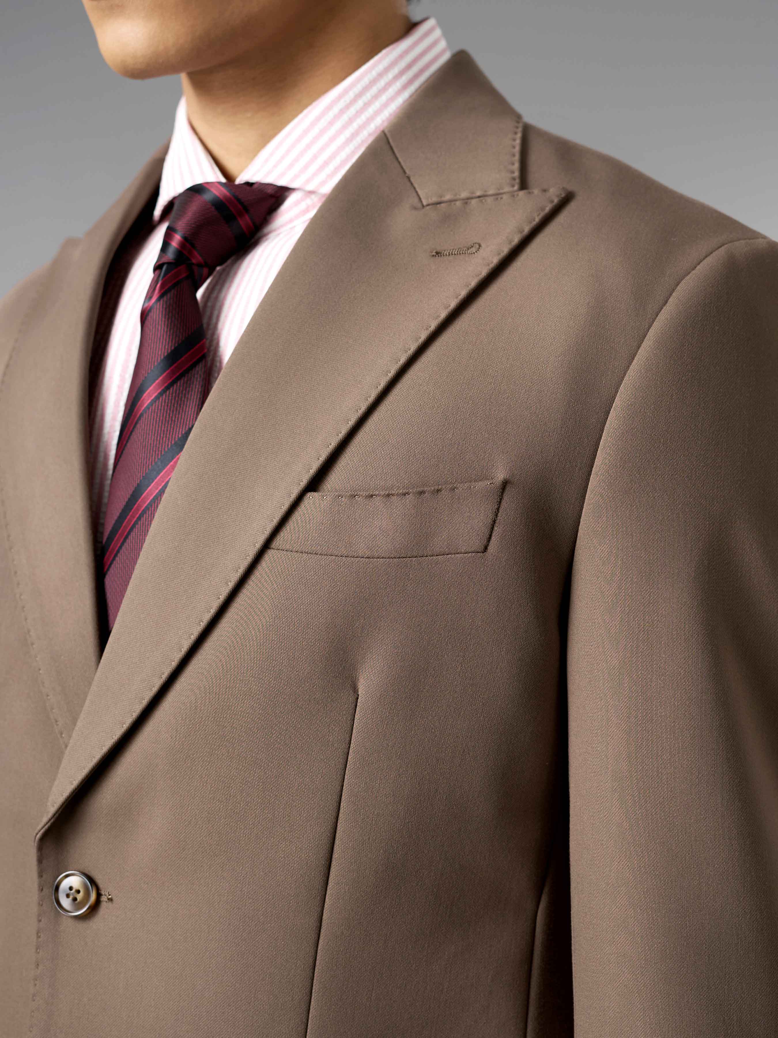 Single Breasted Suit Blazer - Mocha Brown (Regular Fit)