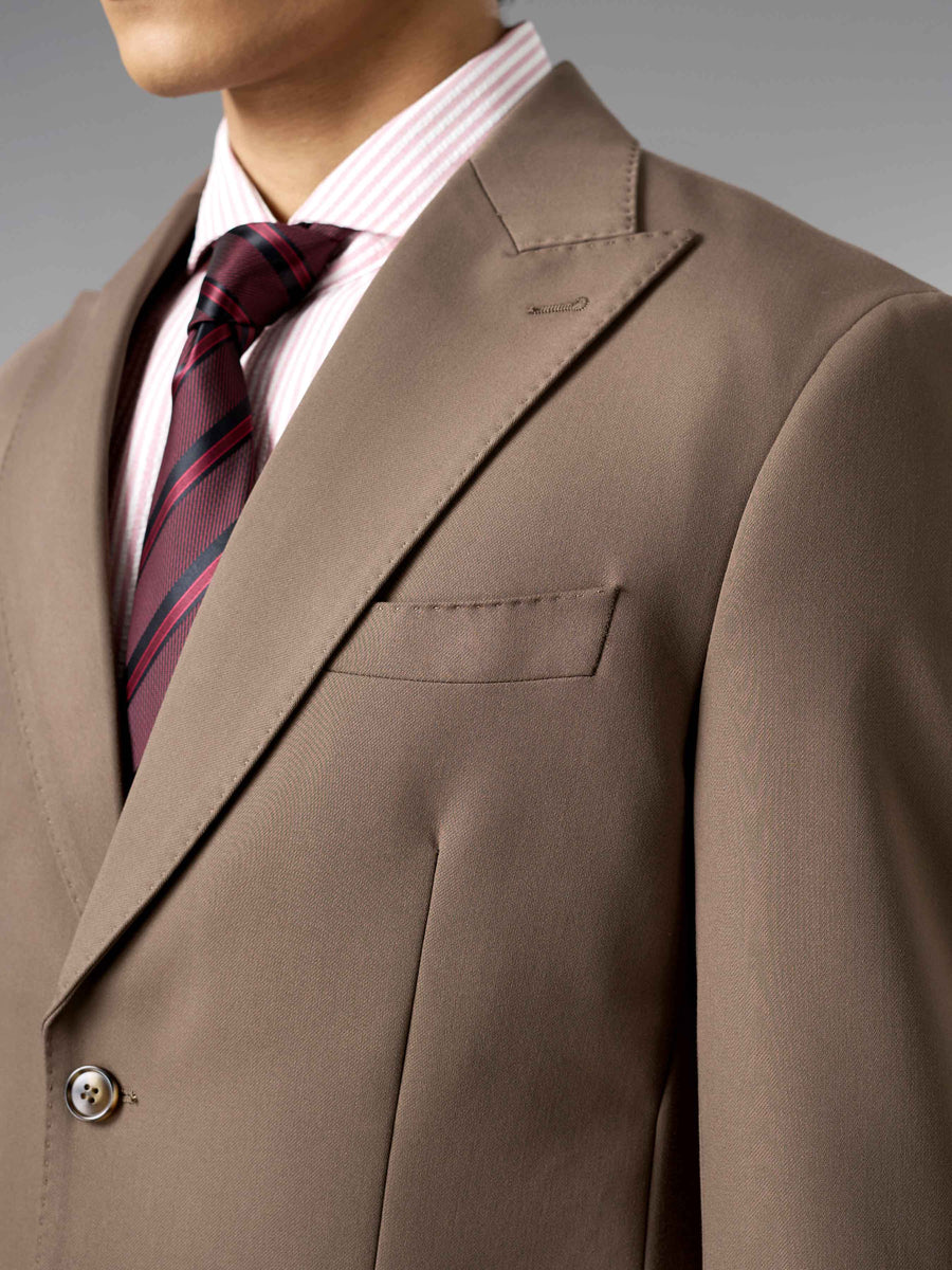 Single Breasted Suit Blazer - Mocha Brown (Regular Fit)