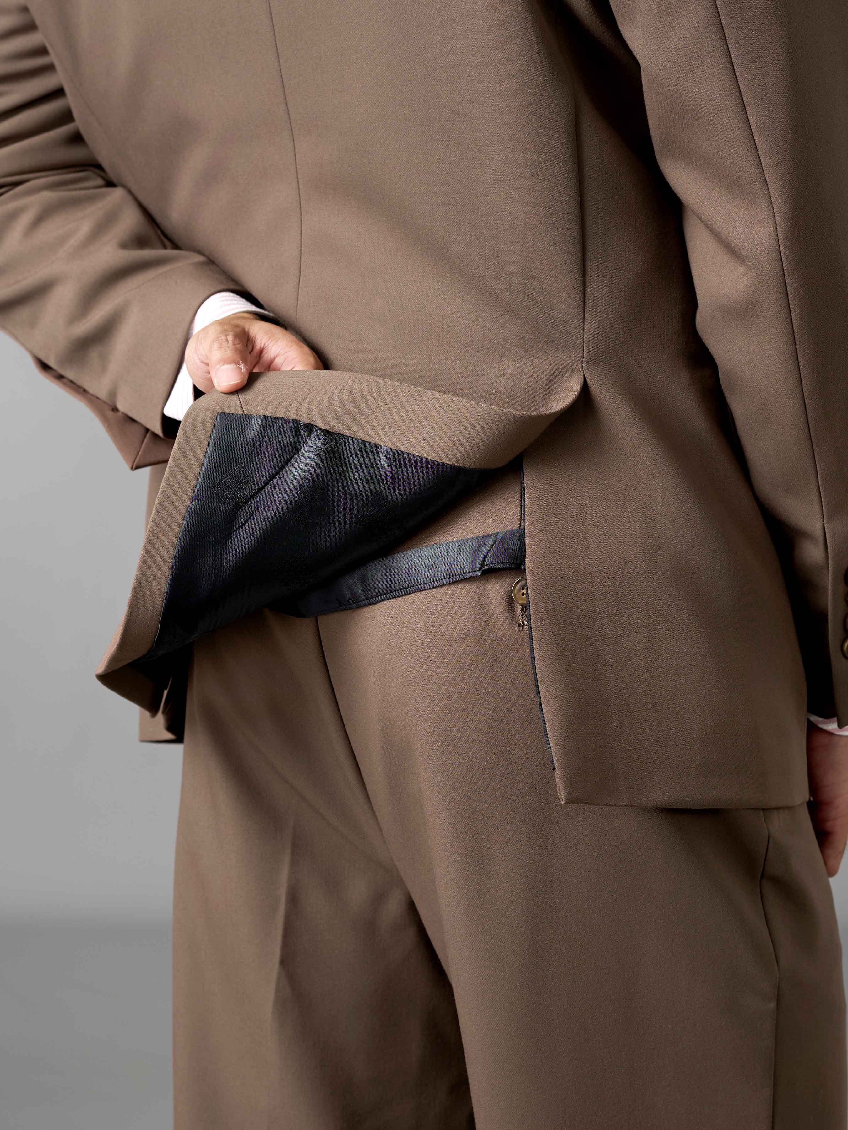 Single Breasted Suit Blazer - Mocha Brown (Regular Fit)
