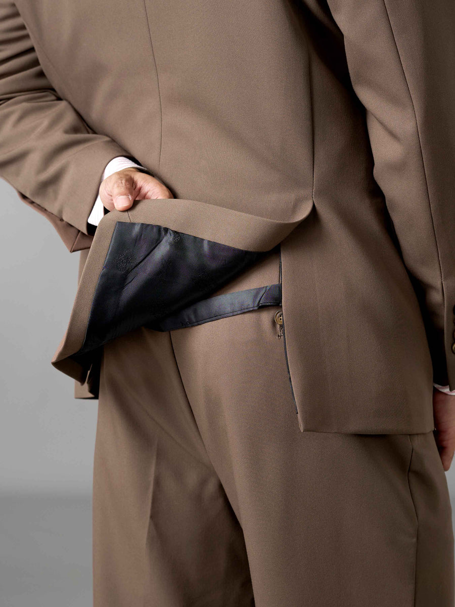 Single Breasted Suit Blazer - Mocha Brown (Regular Fit)