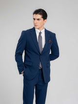 SingleBreastedSuitBlazerRoyalBluePlainNotchLapelHalf - Zeve