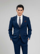 SingleBreastedSuitBlazerRoyalBluePlainNotchLapelMain - Zeve