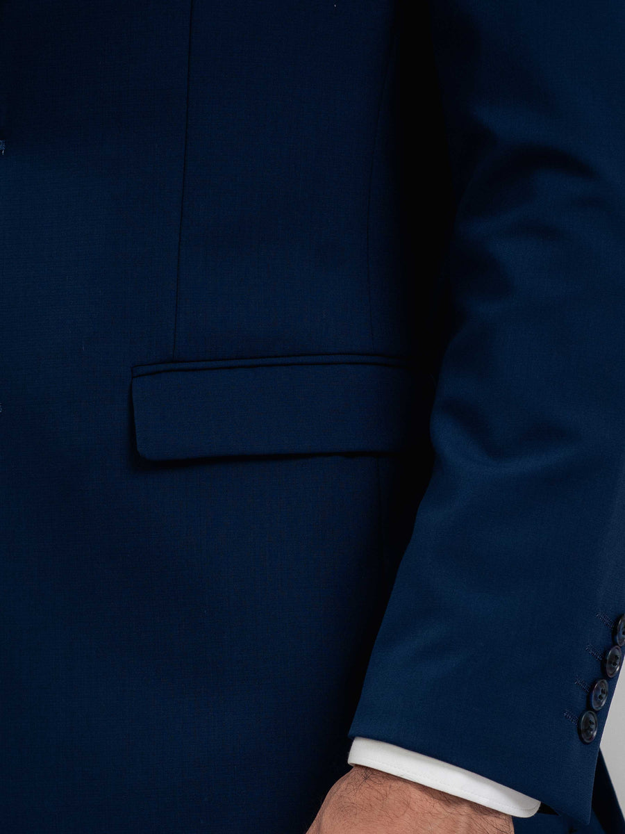 SingleBreastedSuitBlazerRoyalBluePlainNotchLapelSidePocket - Zeve