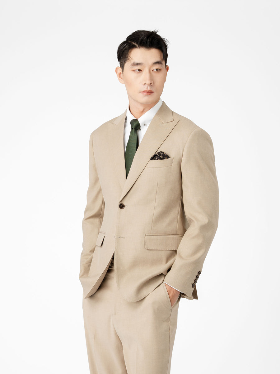 Single Breasted Suit Blazer - Sand Beige (Regular Fit)