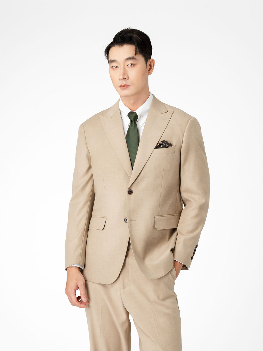 Single Breasted Suit Blazer - Sand Beige (Regular Fit)