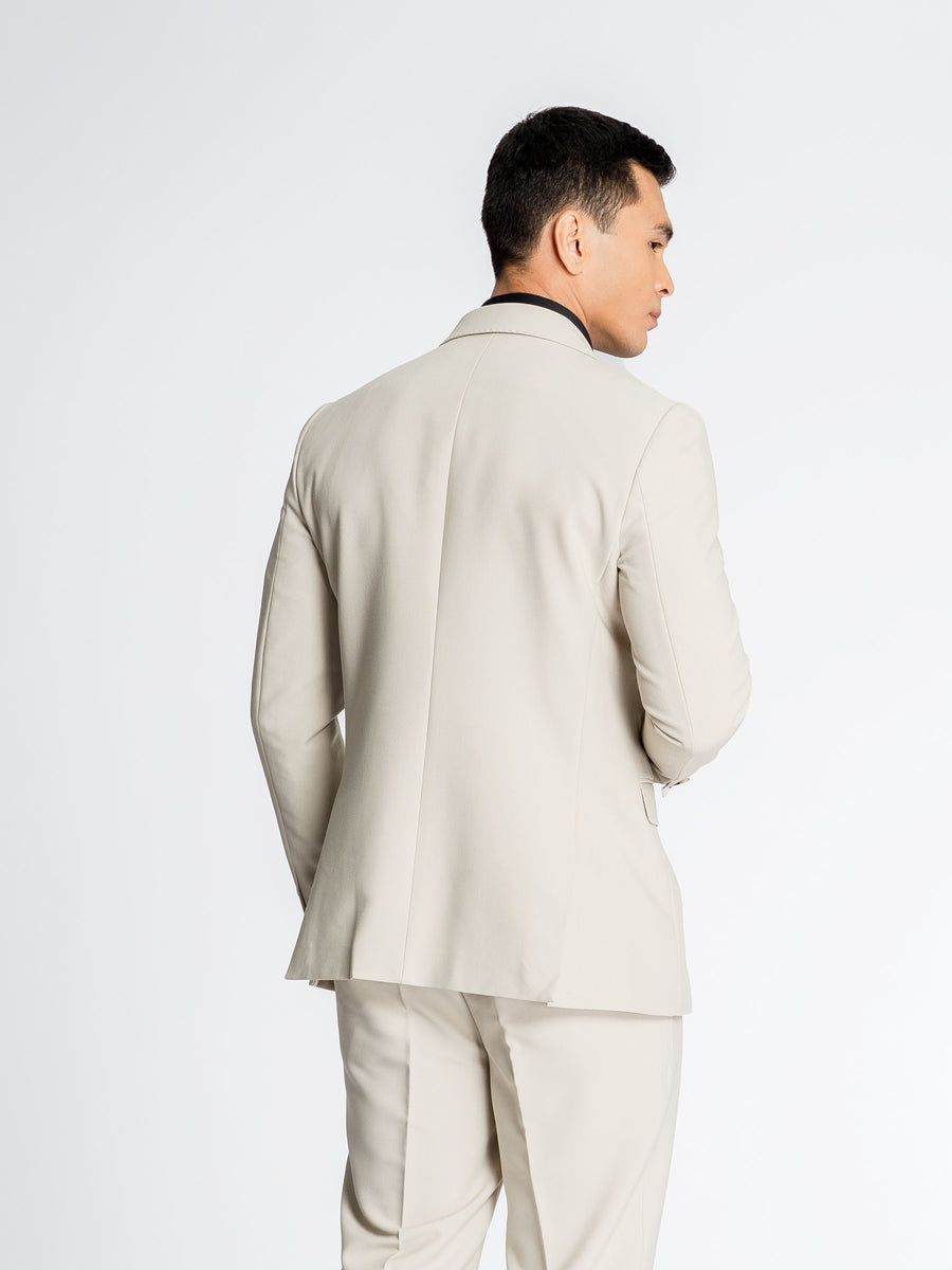 SingleBreastedSuitBlazerSandWhitePlainBack - Zeve