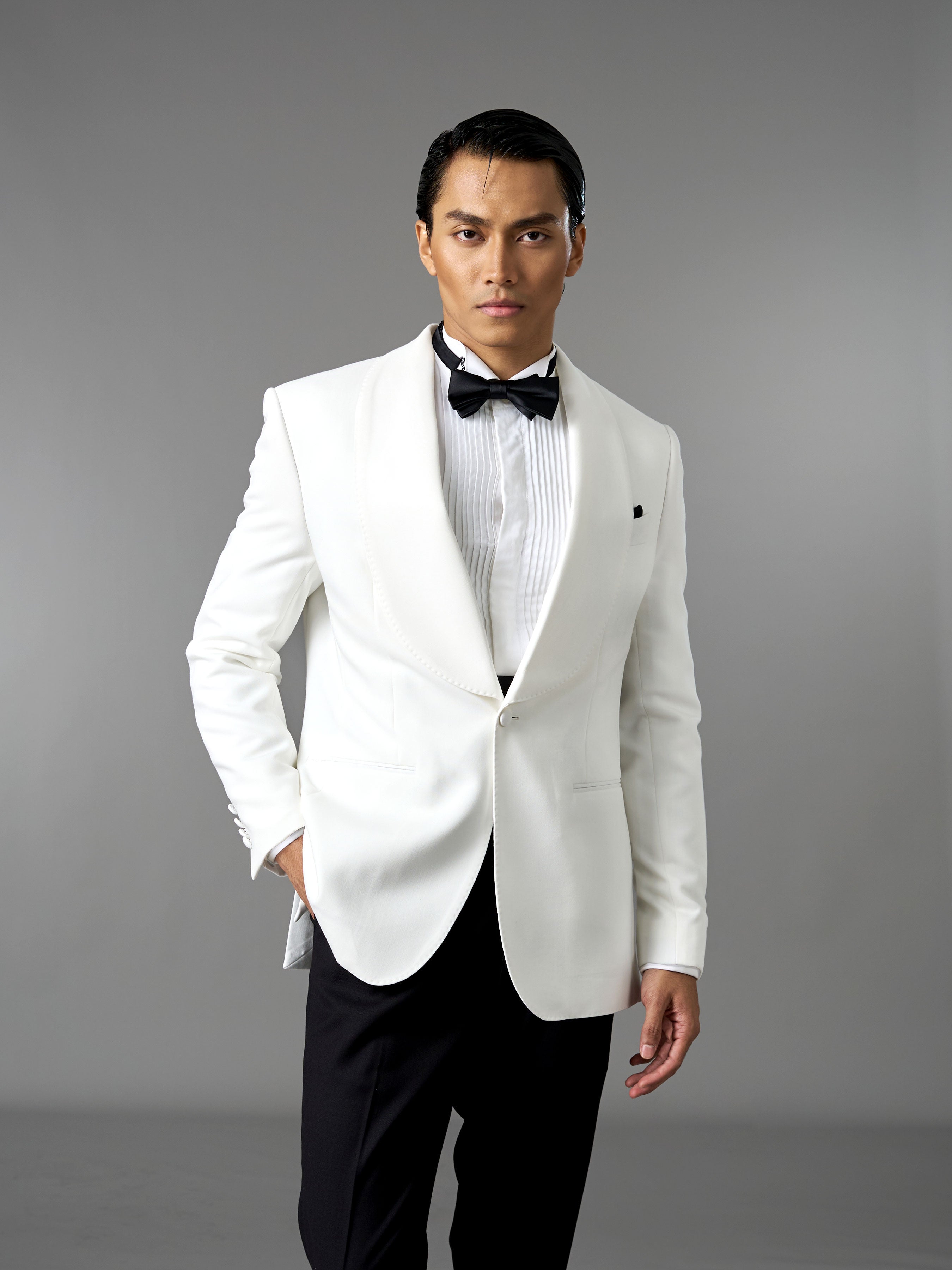 Single Breasted Suit Blazer Tux - Ivory White (Slim Fit)