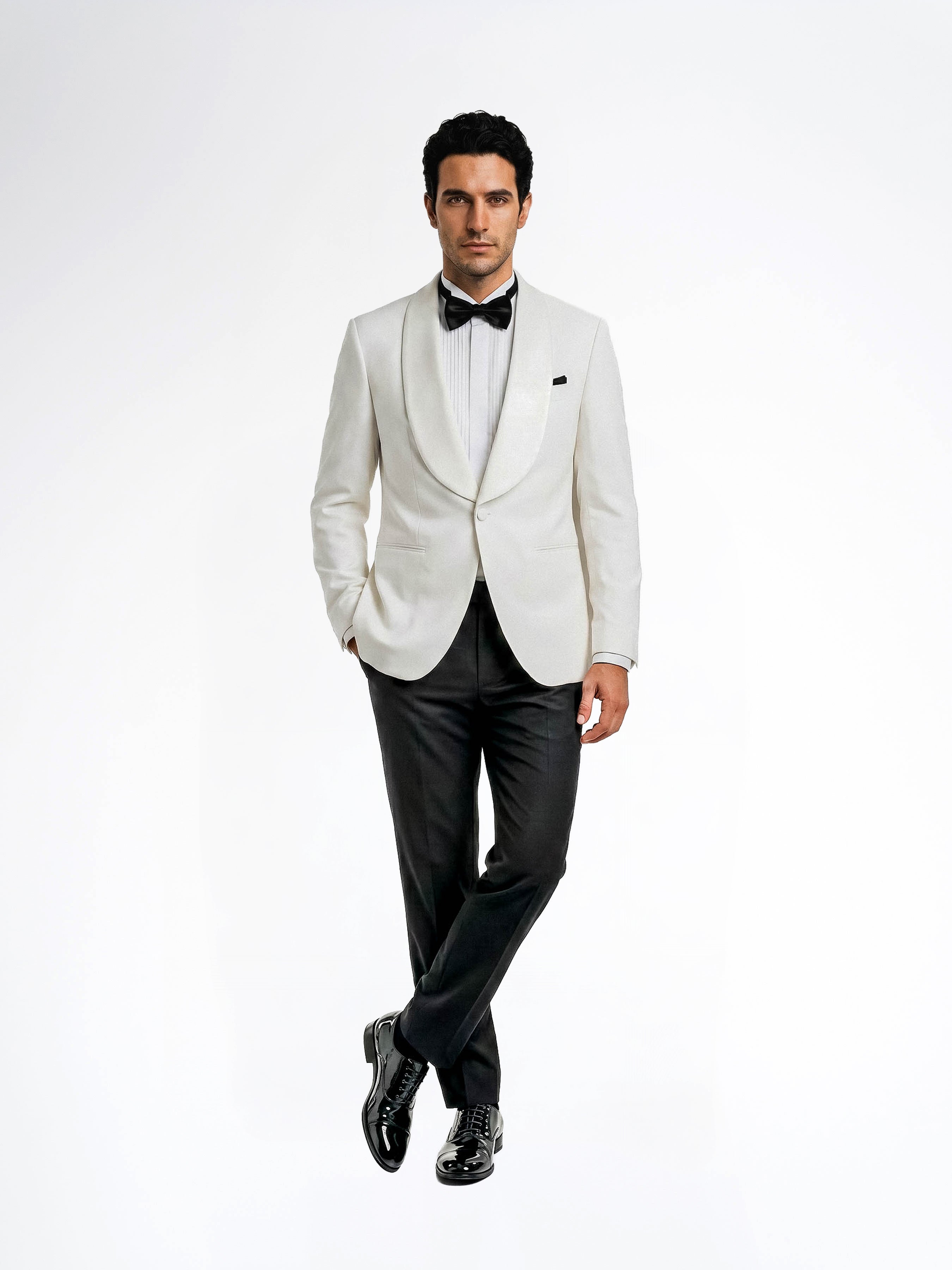 Single Breasted Suit Blazer Tux - Ivory White (Shawl Lapel)