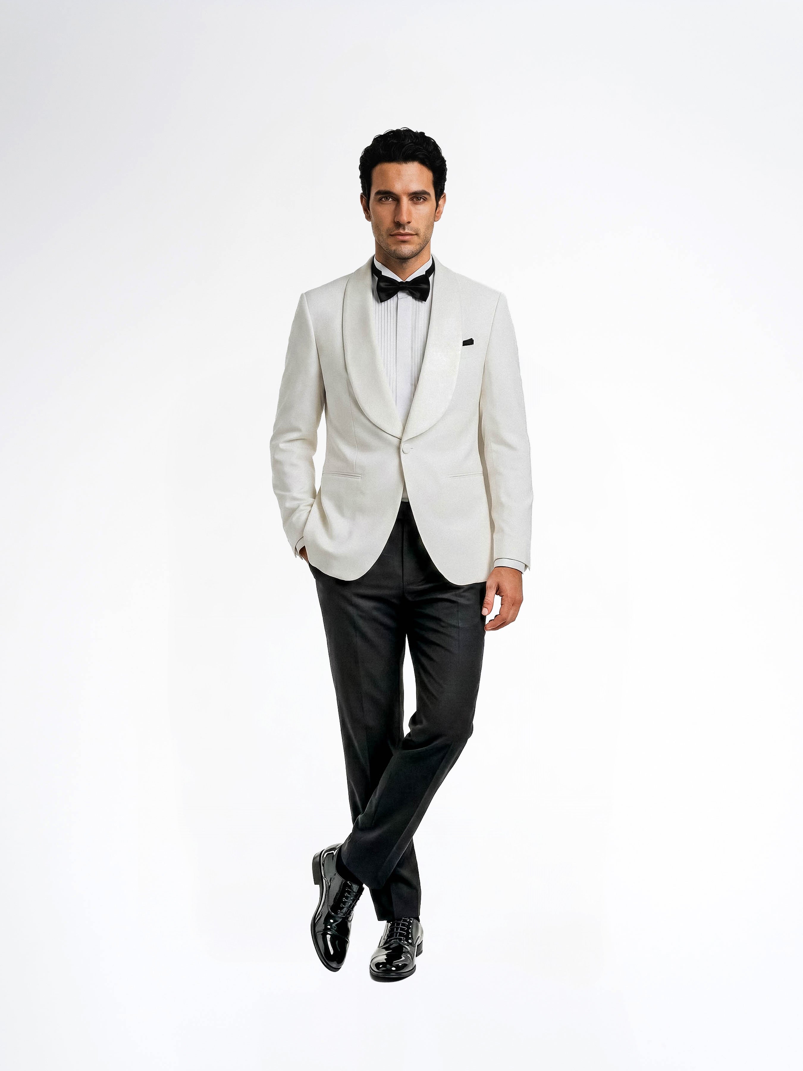 Single Breasted Suit Blazer Tux - Ivory (Shawl Lapel)