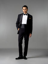 Single Breasted Suit Blazer Tux - Jet Black Wide Lapel (Slim Fit)