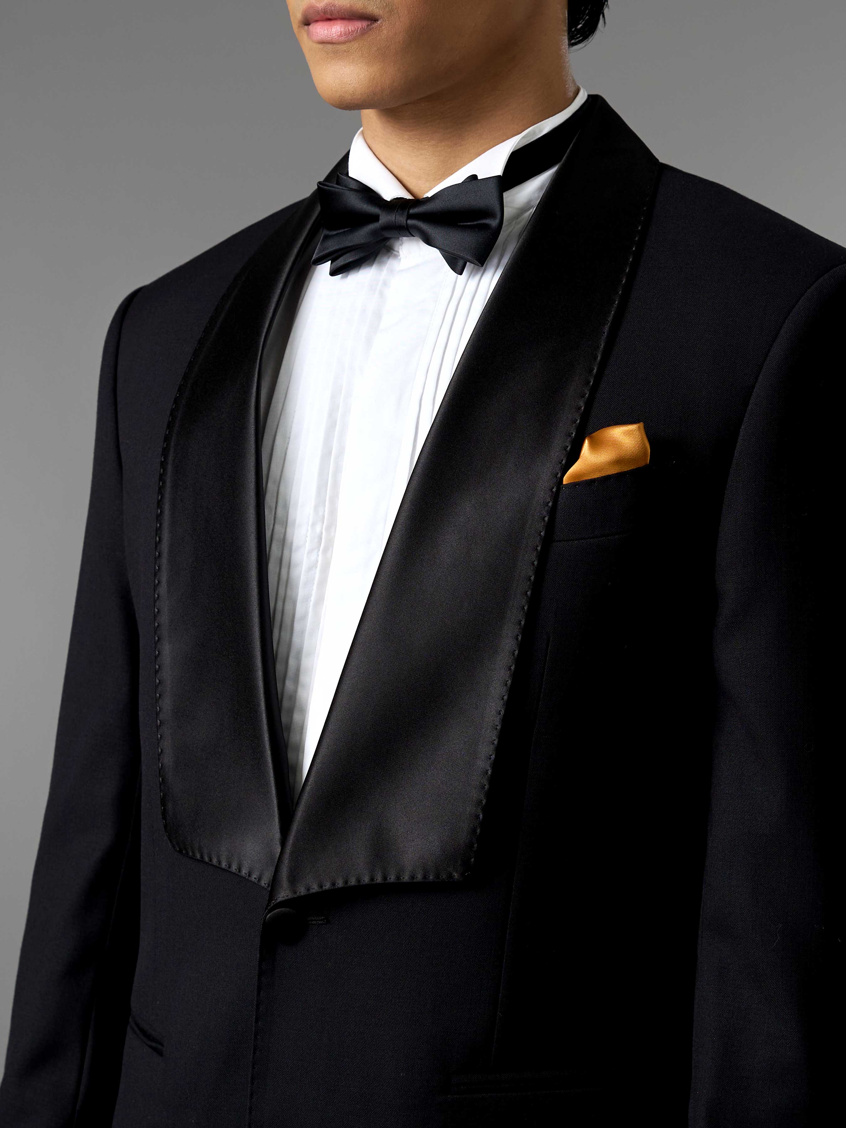 Single Breasted Suit Blazer Tux - Jet Black Wide Lapel (Slim Fit)