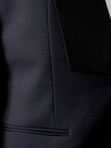 Single Breasted Suit Blazer Tux - Jet Black Wide Lapel (Slim Fit)