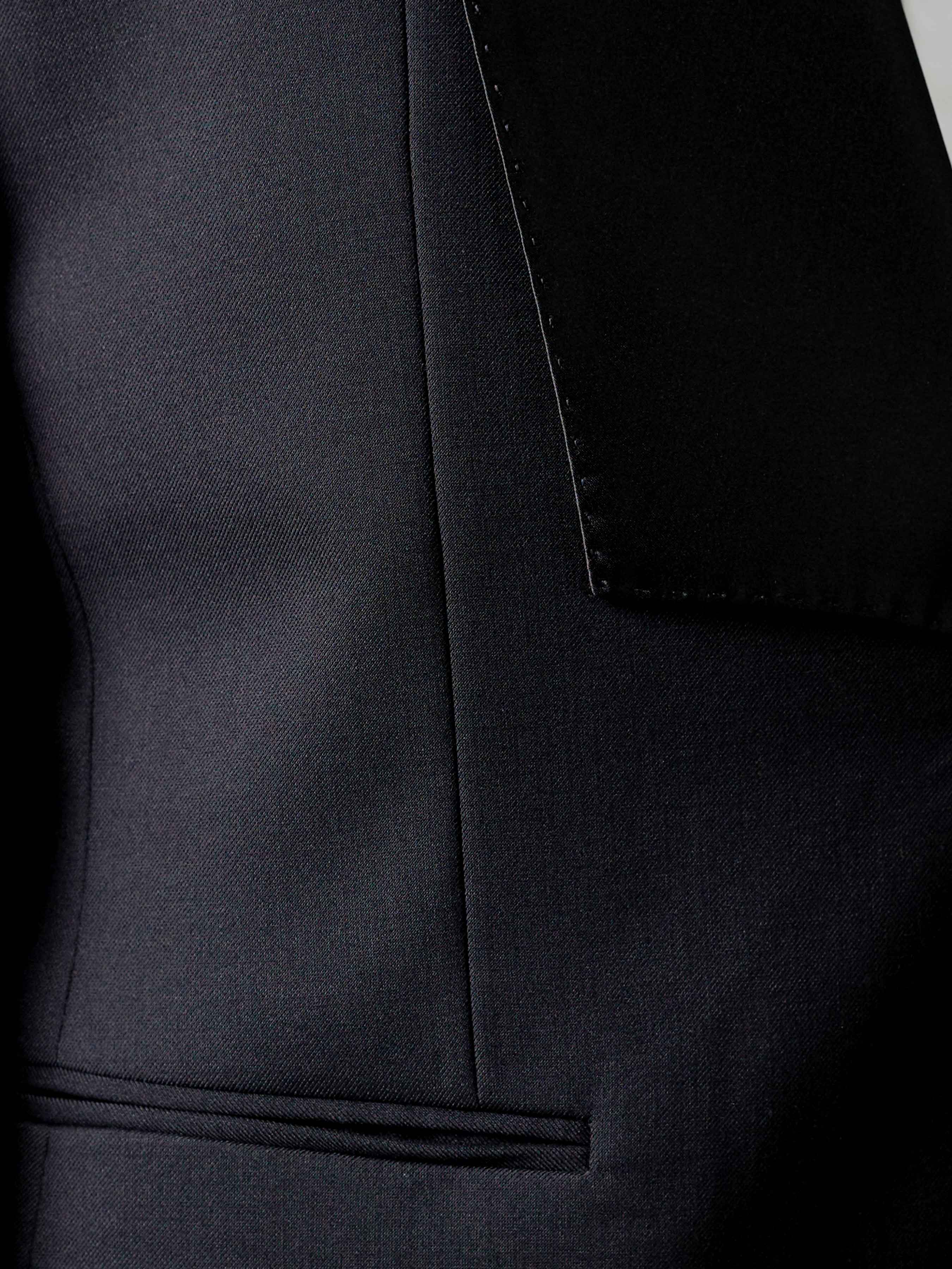 Single Breasted Suit Blazer Tux - Jet Black Wide Lapel (Slim Fit)