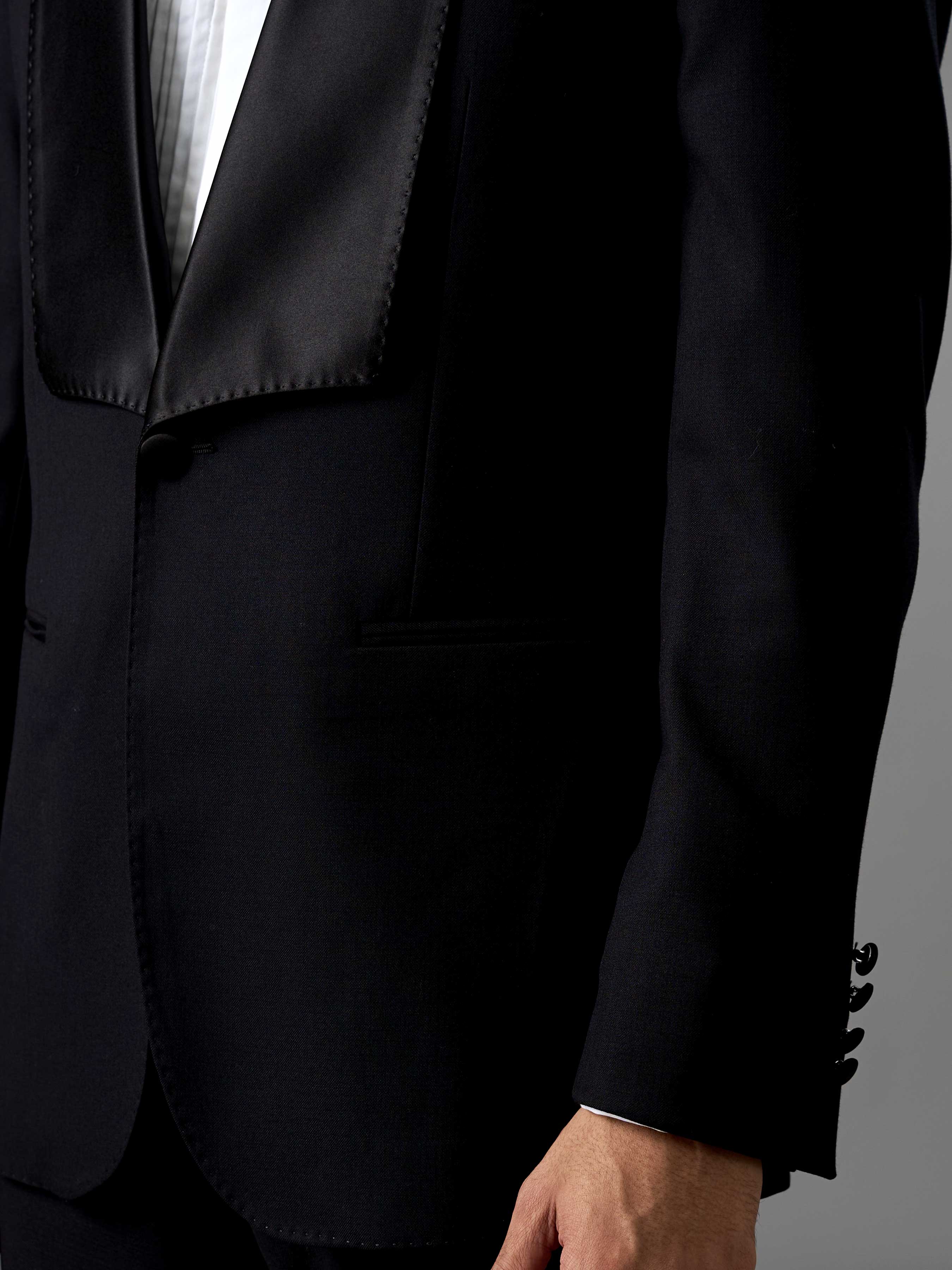 Single Breasted Suit Blazer Tux - Jet Black Wide Lapel (Slim Fit)