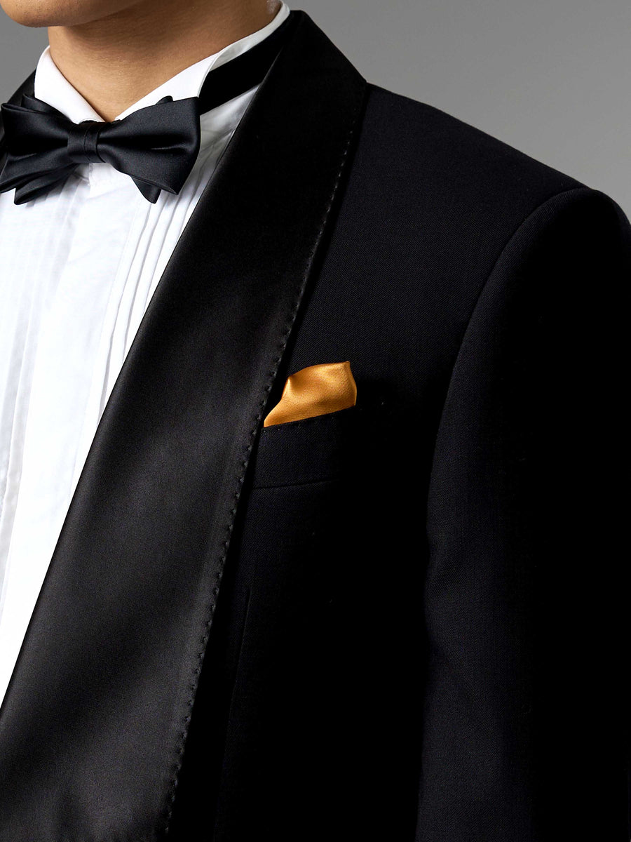 Single Breasted Suit Blazer Tux - Jet Black Wide Lapel (Slim Fit)
