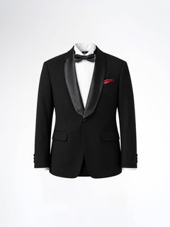 Single Breasted Suit Blazer Tux - Raven Black Shawl Lapel (Regular Fit)
