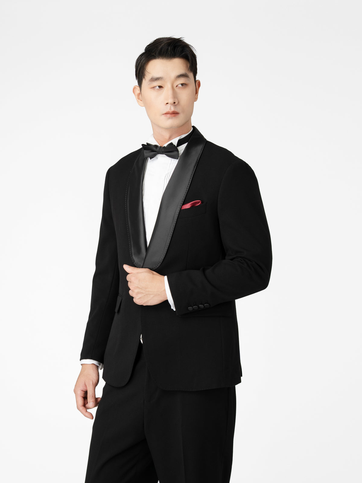 Single Breasted Suit Blazer Tux - Raven Black Shawl Lapel (Regular Fit)