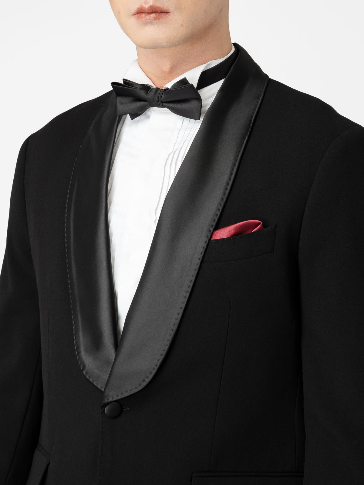 Single Breasted Suit Blazer Tux - Raven Black Shawl Lapel (Regular Fit)
