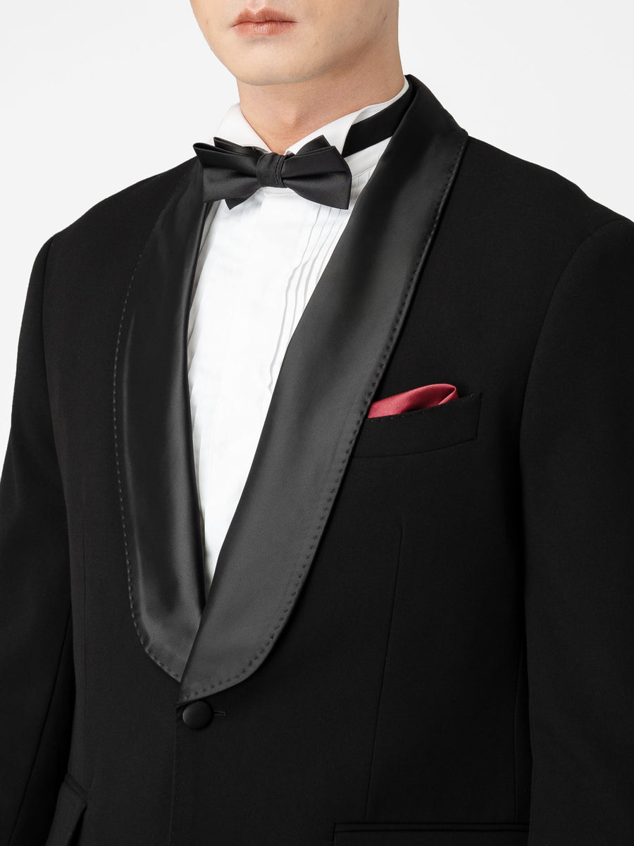 Single Breasted Suit Blazer Tux - Raven Black Shawl Lapel (Regular Fit)