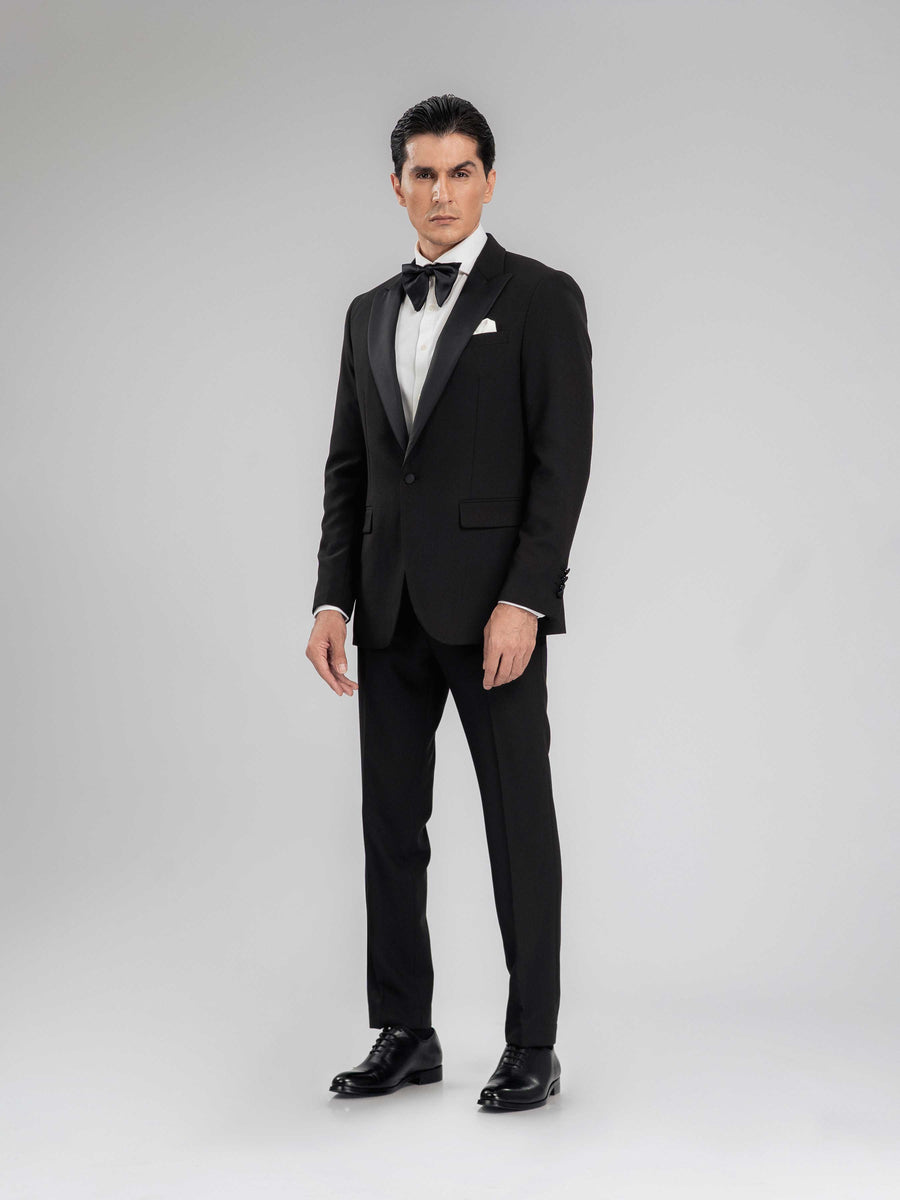 SingleBreastedTuxedoBlazerCharcoalPeakLapelFull1 - Zeve