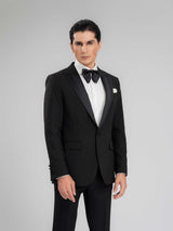 SingleBreastedTuxedoBlazerCharcoalPeakLapelMain - Zeve