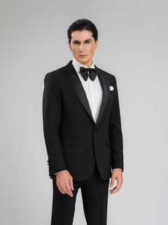 SingleBreastedTuxedoBlazerCharcoalPeakLapelMain - Zeve