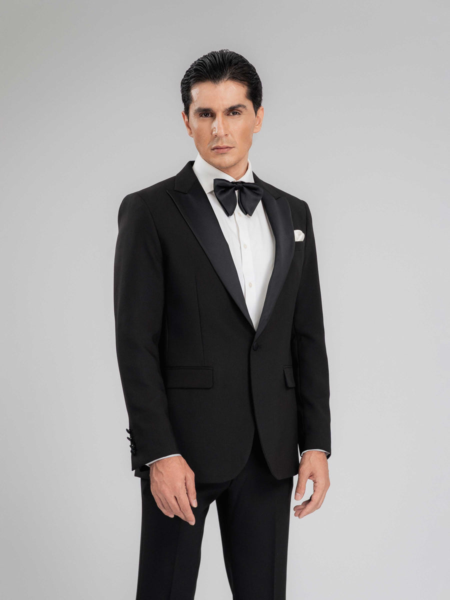 SingleBreastedTuxedoBlazerCharcoalPeakLapelMain - Zeve