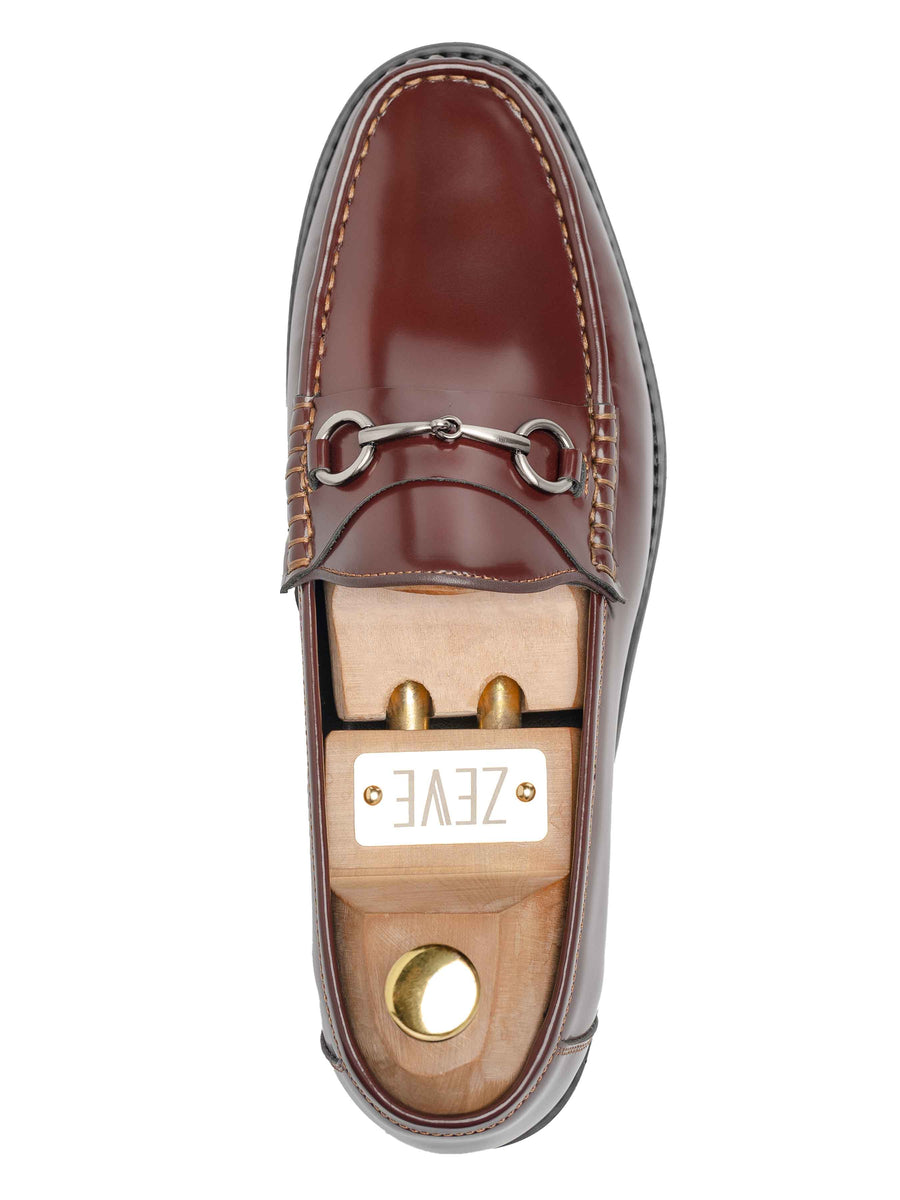 SingleHorsebitMoccasinLoaferCognacTanPatentLeather - Zeve