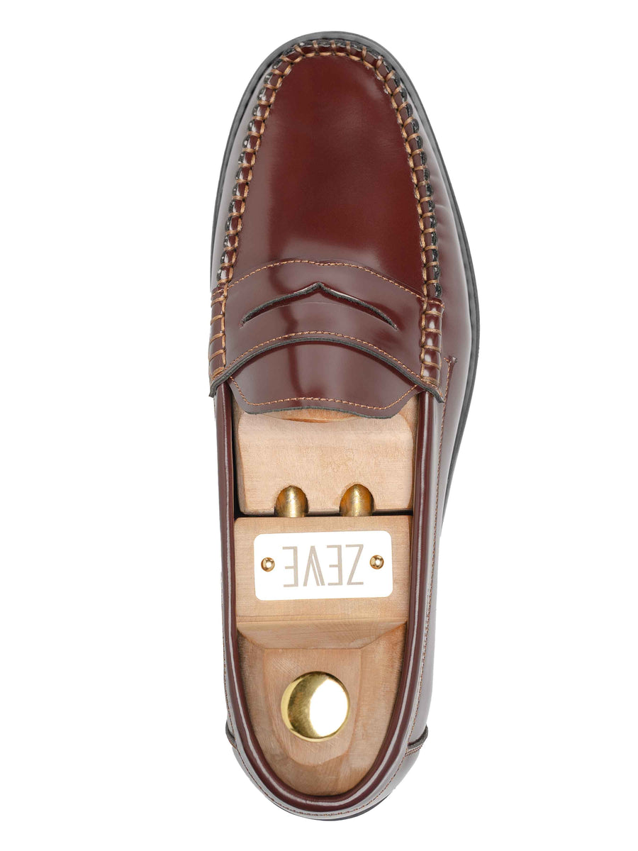 SinglePennyLoaferCognacTanPatentLeather - Zeve