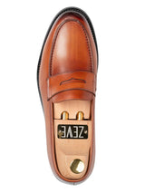 SinglePennyLoaferCognacTan_HandPaintedPatina - Zeve